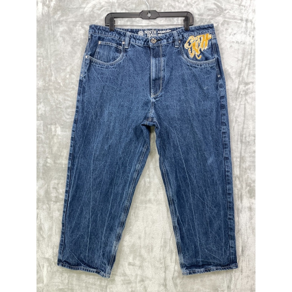 NINTH HALL AMBUSH Jeans Mens 40x27 Dragon Embroidered Baggy Wide Leg VTG Y2K - Picture 3 of 8
